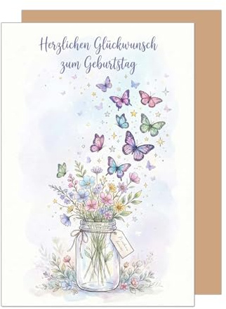 Edition Seidel Premium Glückwunschkarte zum Geburtstag mit Umschlag. Grußkarte Karte Geburtstagskarte Spruch für Mann Frau Freund Freundin Schmetterling Blumen (G3969 SW026)