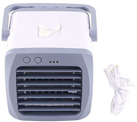 Tragbare Klimaanlage, Mini-Luftkühler, 5 W, schnelle Kühlung, USB-betrieben, 3 Geschwindigkeiten einstellbar, für Zuhause, Büro, Schlafzimmer, Kunststoff, 5,3 x 5,3 x 5,3 Zoll