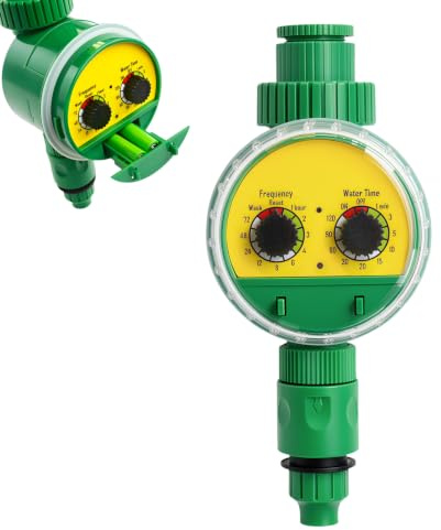 Hbzunt Water Sprinkler Timer with Brass Inlet, Heavy Duty Programmable Hose Timer, Waterproof Sprinkler Controller with Large LCD Display for Lawns and Gardens