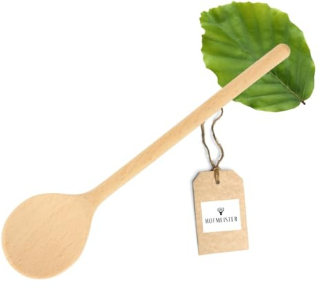 HOFMEISTER® Kochlöffel Holz 30 cm - Rührlöffel aus Buche, keine Kratzer in beschichteten Töpfen - hitzebeständig und formstabil, handgefertigt in der EU (rund, 1 Stück)