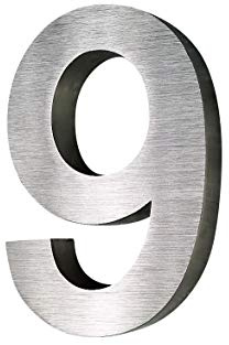 Hausnummer 9 Edelstahl 3D Arial rostfrei witterungsbeständig 3D Effekt in 25cm Höhe und 3cm Tiefe XXLGröße aus gebürstetem Edelstahl V2A ALLE erhältlich: 0 1 2 3 4 5 6 7 8 9 a b c d