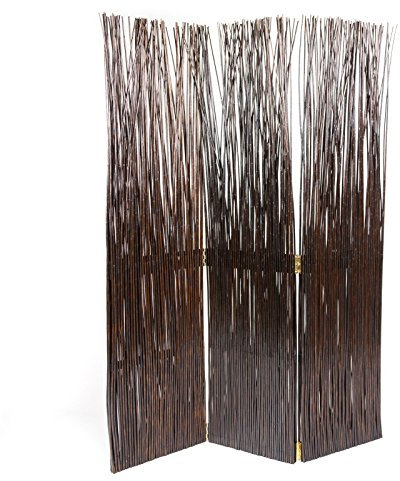Homestyle4u 974, Paravent Raumteiler 3 teilig Weide Braun