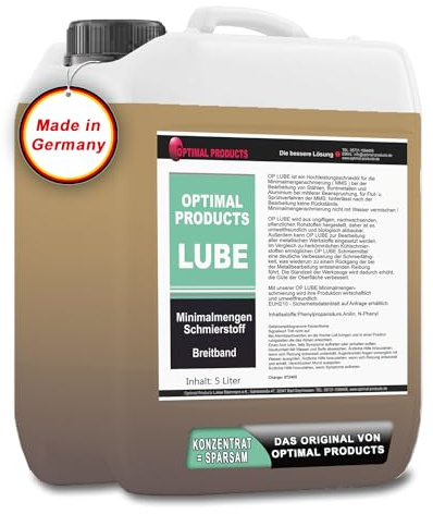 Optimal Products Minimalmengenschmierung | Hochleistung-Schneidöl I Für die Bearbeitung von Stählen, Buntmetallen & Alu I Für Flut-& Sprühverfahren 5L