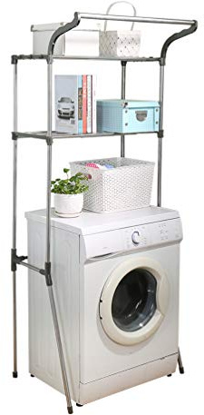 Hershii Économiseur d'espace de salle de bain sur l'étagère de rangement des toilettes au-dessus de la machine à laver organisateur debout à 2 niveaux
