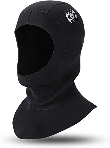 QKURT Tauchkappe, 3 mm, Neopren, Unterwasser-Kapuze, mit Ablauf zur Beseitigung eingeschlossener Luft, Unisex, Surfcap, Neoprenanzug für Schnorcheln, Tauchen und Wassersport