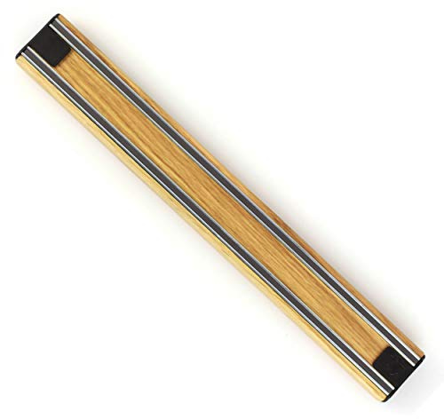 Bisbell Bisichef Extra-Strong Magnetic Knife Rack, 14 inch Professional-grade North American White Oak Strip, Easy Installation, Holds Up-to 8 Large Knives or Metal Utensils, Sustainably Sourced Wood