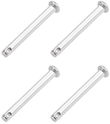 sourcing map 4 Stück Steckbolzen Einloch Gabelkopfstifte Gelenkstift Splintstift Flachekopf 4mm x 35mm aus Edelstahl 304