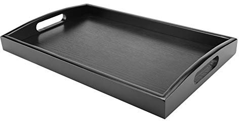 Nimoa Bandeja de Servicio, Gran Bandeja de Madera de Té Bandeja de Bebidas de Agua Desayuno de Madera Bandeja de Servicio de Té con Asa(36 * 23 * 3.5cm)