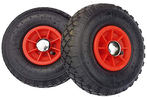 2 x FROSAL Sackkarrenrad Luftrad mit Radbefestigung | Ersatzrad Bollerwagen 260x85 mm 3.00-4 | Nabe 25 mm | Rad für Sackkarre | Bollerwagenrad inkl. Achsstopfen | Radkappe | Kugellager | Rollenlager