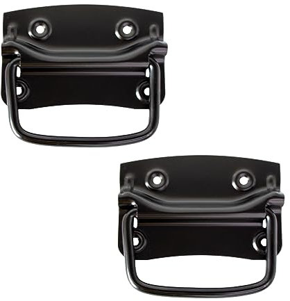Lot de 2 poignées de caisse avec système de blocage - Poignée pliante - Solide - Avec vis - Acier - Noir - 120 x 80 mm