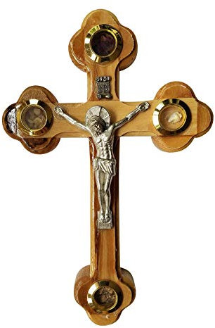 Wandkreuz aus Olivenholz mit Kruzifix katholisch aus Jerusalem