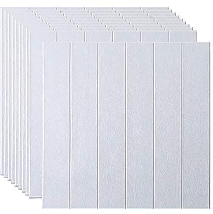 XCYYBB 3D Brique Fond d'écran Mousse Papier Peint en 3D Papiers Peints Autocollants détachables Mur de Briques Brique Amovible Décoradif Stickers Muraux Papier Imitation Brique -Blanc a 10pcs