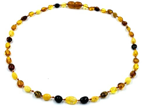 Collier d'ambre (unisexe) 34 cm - Collier fait main en ambre Baltique naturel certifié