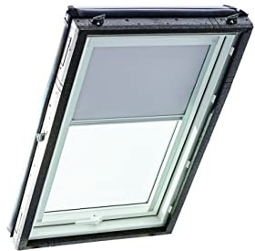 Original Roto Verdunkelungsrollo ZRV - Nahezu vollständige Verdunkelung - Führungsschiene Silber - Dachfenster Baureihe Designo R4/R7 und Classic 43/73 - Größe 065/118 | 06/11 - Stofffarbe Hellgrau