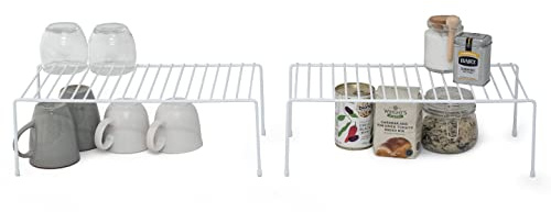 simplywire - Kitchen Cupboard Organiser - Storage Shelf – White (2 Pack)