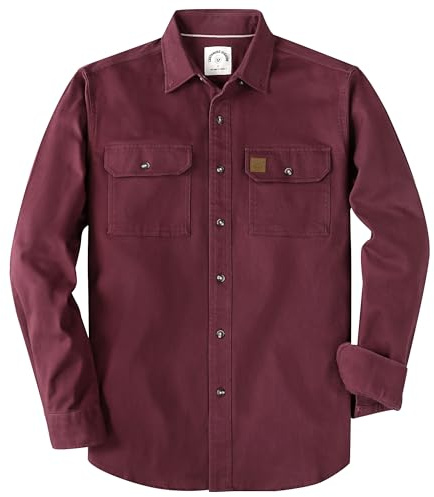 Dubinik® 8.8 oz Camisa Mezclilla Hombre Camisas Manga Larga para Hombres | Algodón, Cálido, Casual, Cómodo, Doble-bolsillo, Vintage, Invierno, Regular, Vaquero, Trabajo, Diario, Workwear
