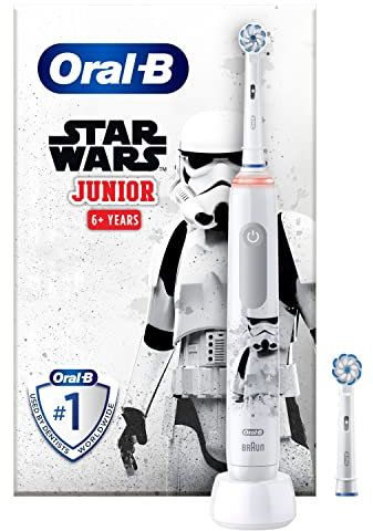 Oral-B Spazzolino Elettrico Ricaricabile Junior Star Wars +6 Anni, 2 Testine, 1 Spazzolino