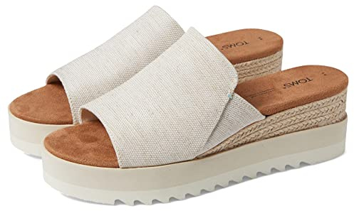 TOMS Women's Diana Mule Wedge Sandal, Textile Upper, CloudBound Insole, Natural Yarn Dye, 10