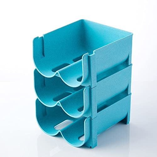 Plastica Rack Storage Organizer, Portabottiglie d'acqua impilabile per frigorifero, Wine Rack, Tavolo da cucina (Blue)