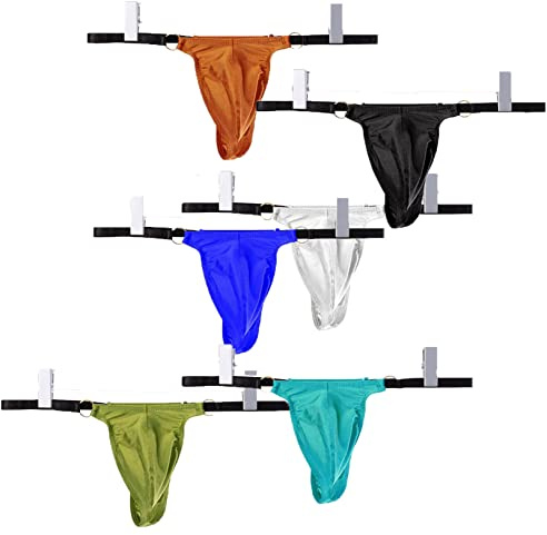 Faringoto Mutandine da uomo e G-string, biancheria intima, vita bassa, slip solidi, confezione da 6, L
