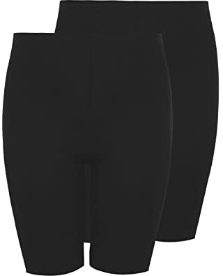 Yours Everday Essential 2 Pack Curve Stretch Jersey Cycling Shorts Elasticated Highwaist Waistband - Women's - Plus Size Black 28