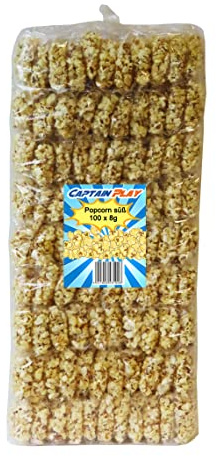 CAPTAIN PLAY Popcorn, 100 Mini Beutel, Wurfmaterial Karneval, Karneval Süßigkeiten Popcorn süß, 100 x 8g