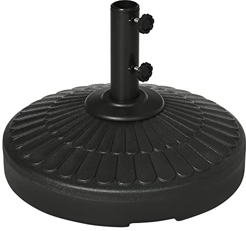 Outsunny Base per Ombrellone da Giardino in HDPE di Diametro 38-48 mm, Basamento per Ombrellone Riempibile Fino a 21 kg con Acqua e 27 kg Sabbia, Ø48.5x36 cm, Nero