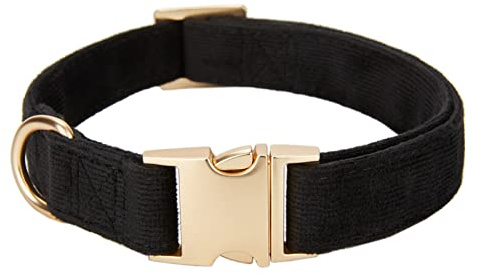 YUDOTE Ultraweiches Hundehalsband natürliche Baumwolle Cord für Groß Hunde mit empfindlicher Haut,Schwarz