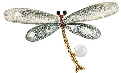 Exquisite Libelle Brosche Pin für Frauen Mädchen Zirkonia Kristall Süßwasserperle Revers Jacken Abzeichen Broschen Pins Weihnachten Hochzeit Schmuck, Metall, Perle
