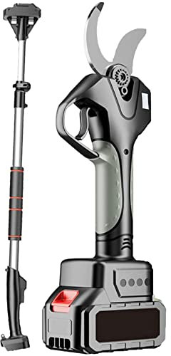 XDLYWUZIQ Ausziehbare Baumschere 980 W Akku-Elektro-Gartenschere, Baumschere Für Die Gartenarbeit Wiederaufladbarer Outdoor-Astschneider Mit Lithiumbatterie Und Verlängerungsstange,Silver-3batteries