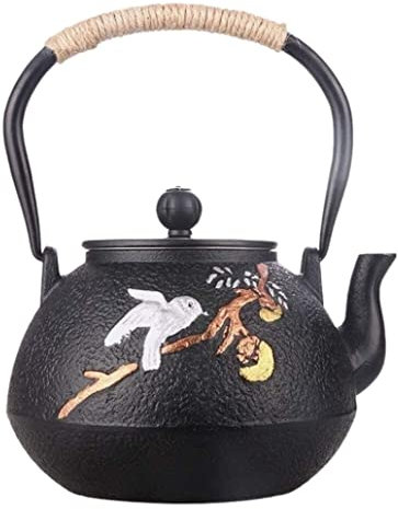 Habrur Theiere Fonte Théière Japonaise 1200ML Théière Thé Pots Fonte Processus Non Revêtu Fer Brut Pot De Fer Théière en Fonte Theiere Japonaise
