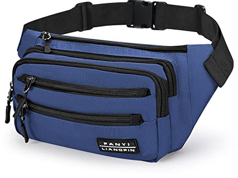 Sarsumir Bauchtasche Gürteltasche für Damen Herren Hüfttasche wasserdichte Multifunktionale Bauchtasche mit 6 Reißverschlusstaschen für Sport Fitnesss Laufen Radfahren Camping Joggen Reisen, Blau