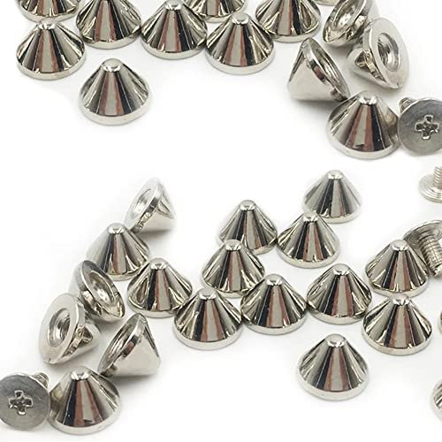 20 Stück Spitznieten 6mm - kleine Nieten Spikenieten Spitznieten Ziernieten Schraubnieten für Ledernieten und Stoffnieten, Farbe silber, Zinklegierung