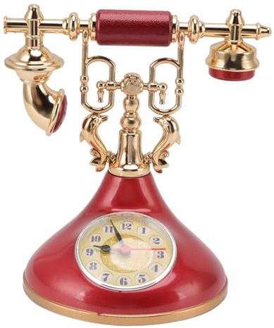 HERCHR Vintage-Telefonuhr, Einzigartiger, Eleganter Retro-Telefonwecker, Altmodisches Telefon-Tischuhr-Modell Für Zuhause, Café, Büro(YF020-3)
