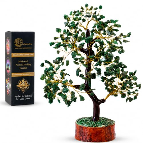 Green Jade Crystal Tree of Life, Healing Gemstone Bonsai Money Tree for Abundance, Prosperity, Good Luck & Positive Energy, Handmade Feng Shui Spiritual Decor for Home Office Gifts Women Men