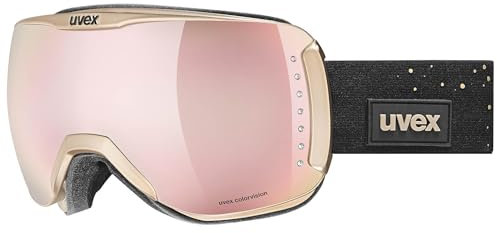 uvex Downhill 2100 Glamour - Occhiali da sci da donna (6030 satinato, oro cromato, rosa a specchio, verde