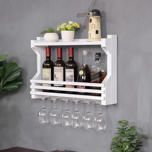 Portabottiglie Da Parete Porta Bottiglie Da Vino Portabottiglie Da Parete Espositore Per Vino In Ferro Mensola Per Vino Industriale Calice E Portabicchieri Cremagliera Quadrata Fissata Al Muro ( Color
