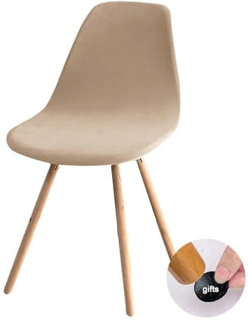 Highdi Samt Schalenstuhl Bezug, Stuhlbezug 1/2/4/6 er Set Stuhlbezüge Stretch Esszimmerstühle Bezug Moderne Elastischer Stuhlhussen Abnehmbar Waschbar Küchenstühle Husse (4PCS,beigegrau)