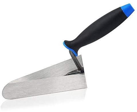 Virsus Cazzuola a Punta Tonda 752, Lama in Acciaio al Carbonio, Impugnatura Ergonomica, Manico bimateriale Antiscivolo di colore nero, Utensile Professionale e Fai da Te (18 cm)