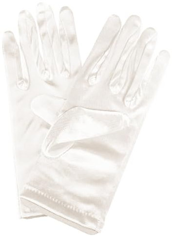 Asudaro Satin Braut Hochzeit Handschuhe Kurze Satinhandschuhe Abendhandschuhe Volle Finger Brauthandschuhe Hochzeitskleid Handschuhe für Braut Hochzeit Oper Event Party Kleid Zubehör Beige