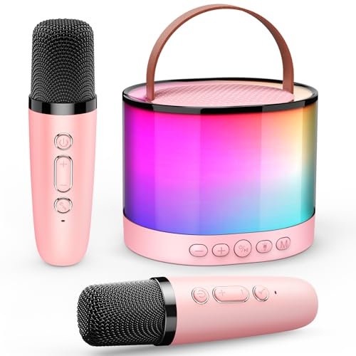 Gralal Kids Microphone,Karaoke Machine 2 Microphones Toys for 3-12 Year Old Girls Toys Age 3-12 Year Old Girls Gifts Girls Birthday Presents Wireless Speaker Microphone for Kids Karaoke Microphones
