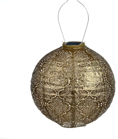 LUMIZ Solarlaterne - für Außen - Primula Satz - 2 Stück - Gartenbeleuchtung - Solarlampen - Gartendeko - 30cm - Gold/Kupfer