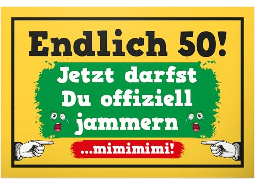 DankeDir! Endlich 50 mimimi - Kunststoff Schild 30 x 20 cm - Geschenk 50. Geburtstag Männer & Frauen Geburtstagsgeschenk - Partydeko Geschenkidee 50 Jahre Geburtstagskarte Geburtstagsdeko 50er