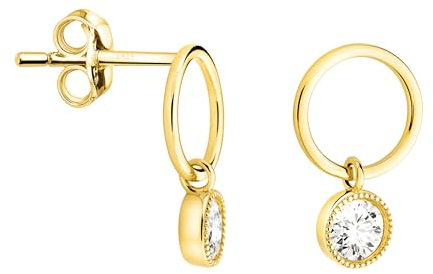 SOFIA MILANI - Damen Ohrringe 925 Silber - vergoldet/golden & mit Zirkonia Steinen - Kreis Zirkonia Ohrhänger - E2620