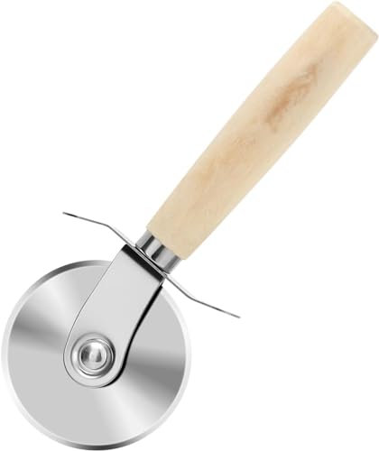 DASZERX® Heavy Duty Pizza Cutter Wheel – Stainless Steel Pizza Slicer with Finger Guard, Non-Slip Wooden Handle for Effortless Pizza Cutter and Pizza Slicing