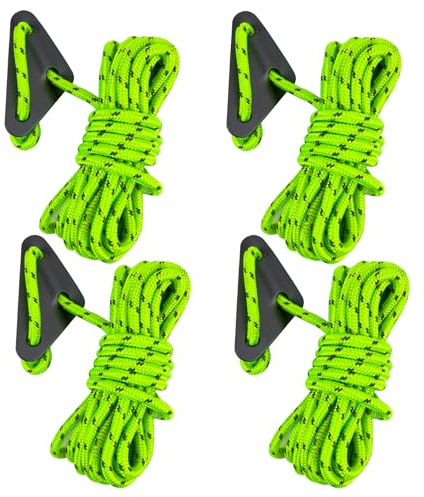 makstore 6mm Nylon Reflektierend Abspannseile für Camping, 4 X 4m Zeltschnur mit Seilspanner Zeltleine - Spannschnur - Camping Schnur - Seilspanner
