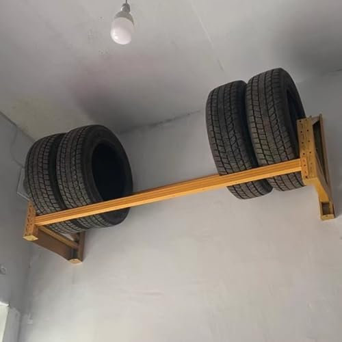 Däckställ 200 Cm Förvaringsställ för Flera Däck för Garage, Justerbar Hjulställ Väggmonterad, Reservdäck/Fälgar/Däck Arrangörshylla Kraftigt, Rymmer 9 Däck
