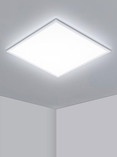 Bellanny 2Pack 48W Square LED Panel Light, 5000LM 6500K Daylight White Super Bright LED Ceiling Light, 600x600mm Ultra Slim Long Life Celing Tiles for Office Garage Home Factories