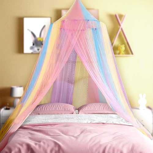 Mosquiteras para Camas, Dosel Cama Matrimonio, Universal Dosel para Cama Infantil Cama Individual, Repelente Mosquitos Bebe, Cúpula Cama Camping Jardin mosquitera Viaje con Kit de colocación(Color)