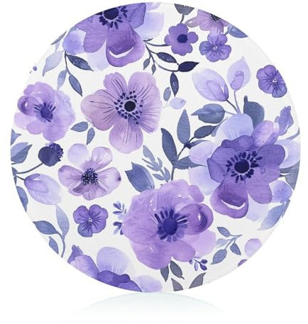 Schneidebrett mit Blumenmuster für die Küche, rundes Muster, Schneidebrett aus gehärtetem Glas, rutschfestes Glasschneidebrett, personalisierte Schneidematten für Zuhause, Violett